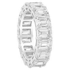 Diana M Platin 6,00 Karat Smaragdschliff Diamant Eternity-Ring