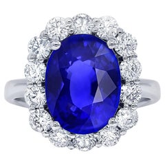 A&M Platine 6.83ct Saphir ovale et 1.90cts Diamant Bague Halo