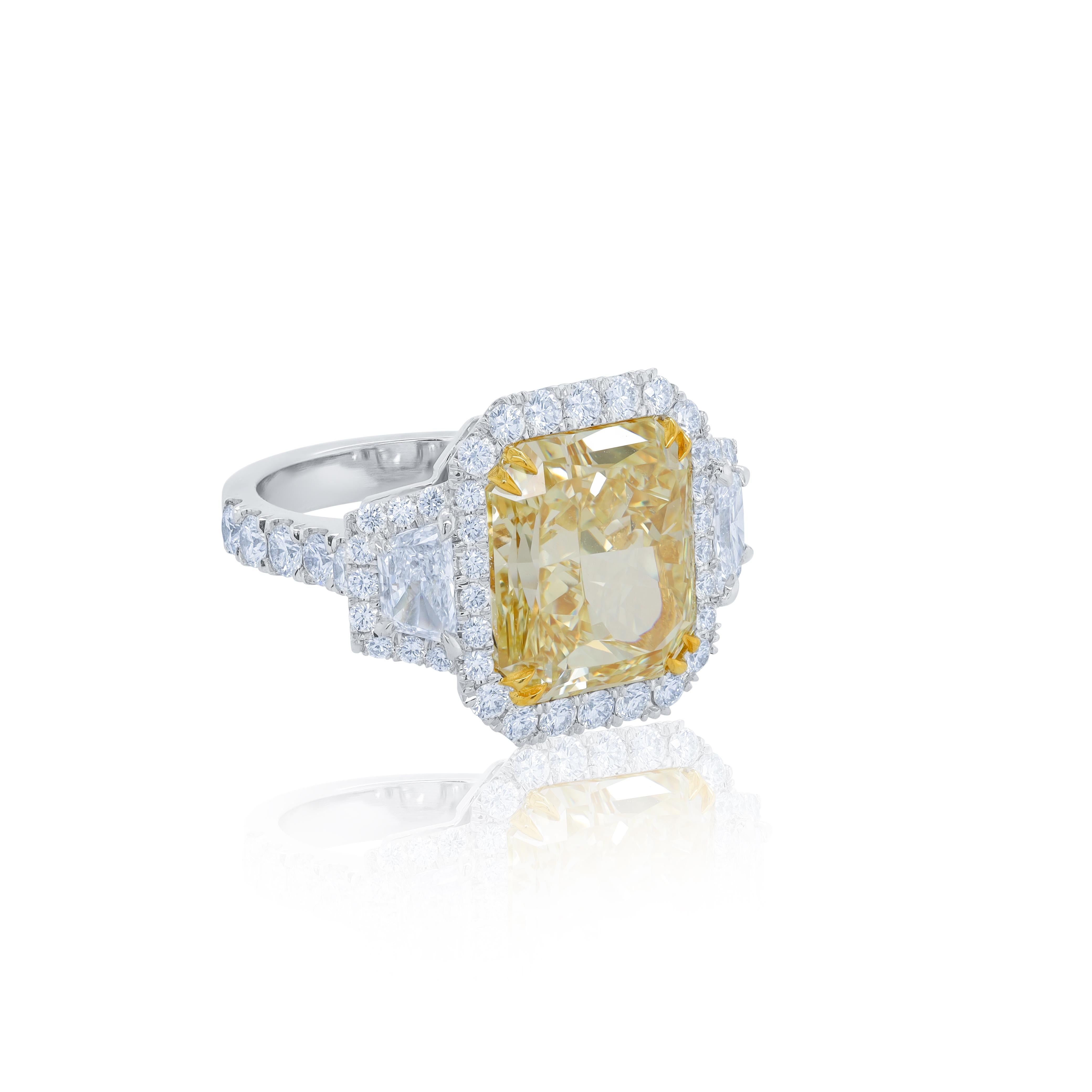 Moderne Bague de fiançailles DIANA M. en platine et or jaune 18 carats avec centre 9,17 FY VVS  RAD en vente
