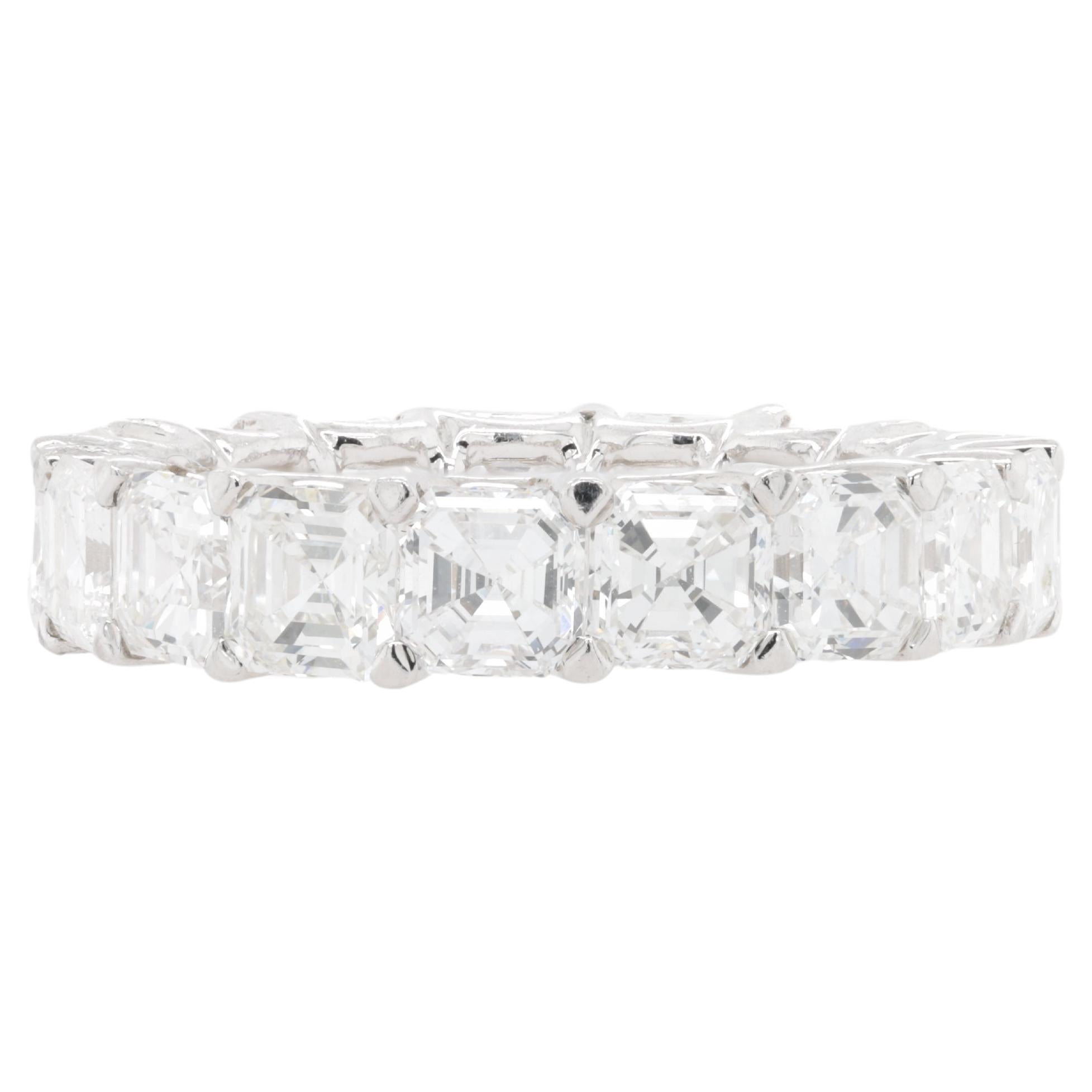 Diana M. Alliance d'éternité VVSVS en platine avec diamants taille asscher de 8,85 carats en vente