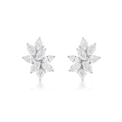 Diana M. PLATINUM CLUSTER DIAMOND EARRINGS 11.20CTS OF DIAMONDS