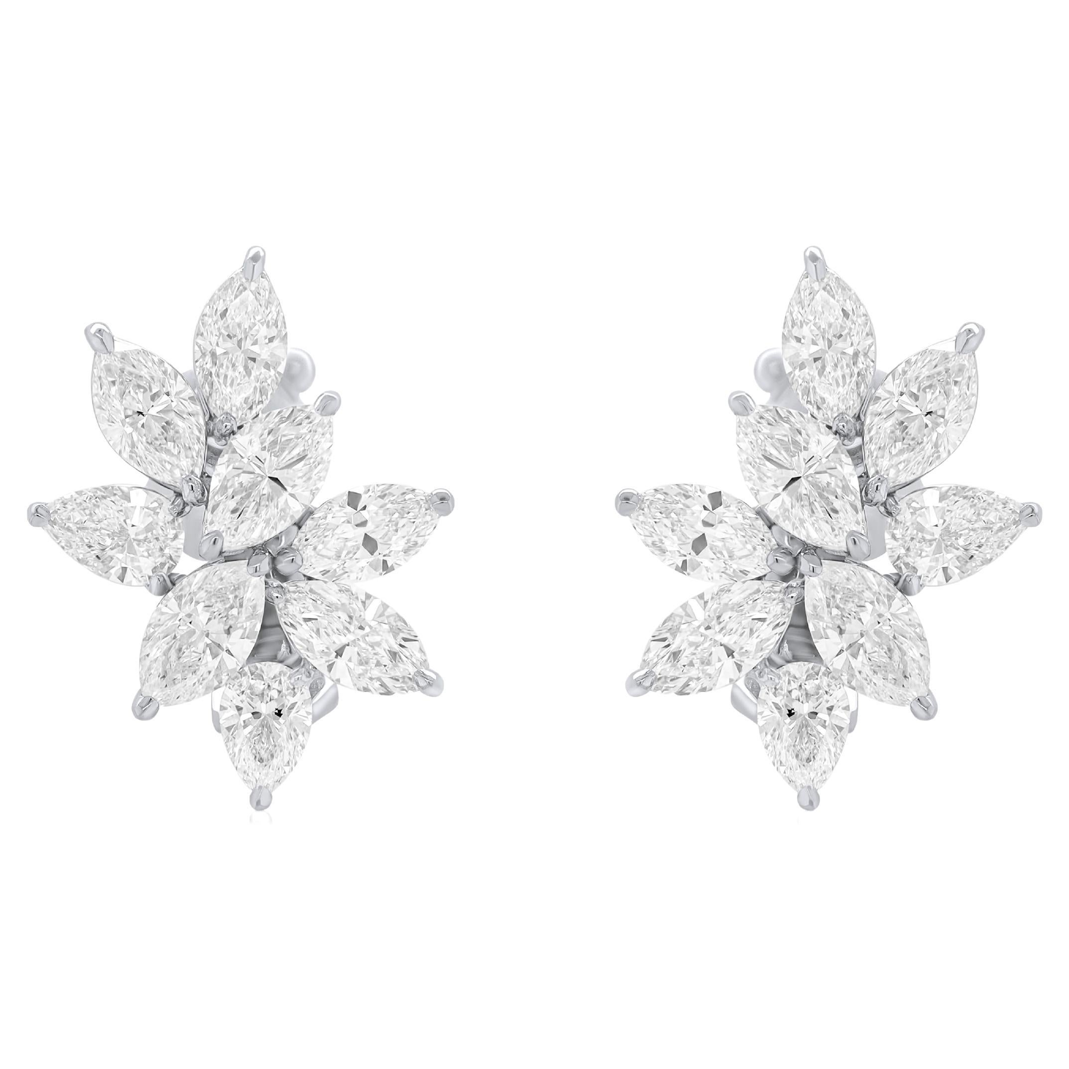 Diana M. PLATINUM CLUSTER DIAMOND EARRINGS 11.20CTS OF DIAMONDS
