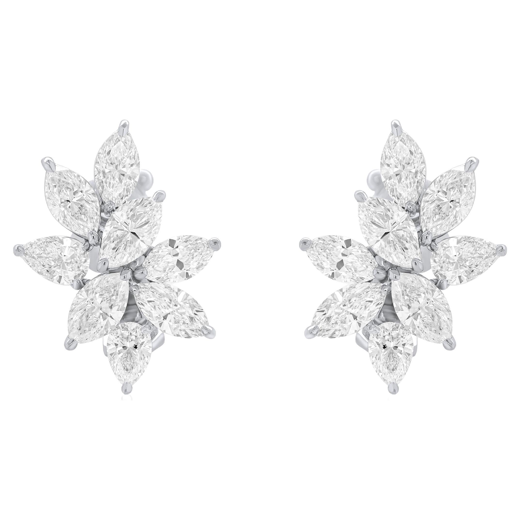 Diana M. PLATINUM CLUSTER DIAMOND EARRINGS 11.20CTS OF DIAMONDS For Sale