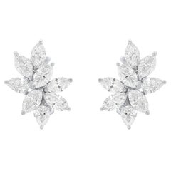 Diana M. PLATINUM CLUSTER DIAMOND EARRINGS 11.20CTS OF DIAMONDS