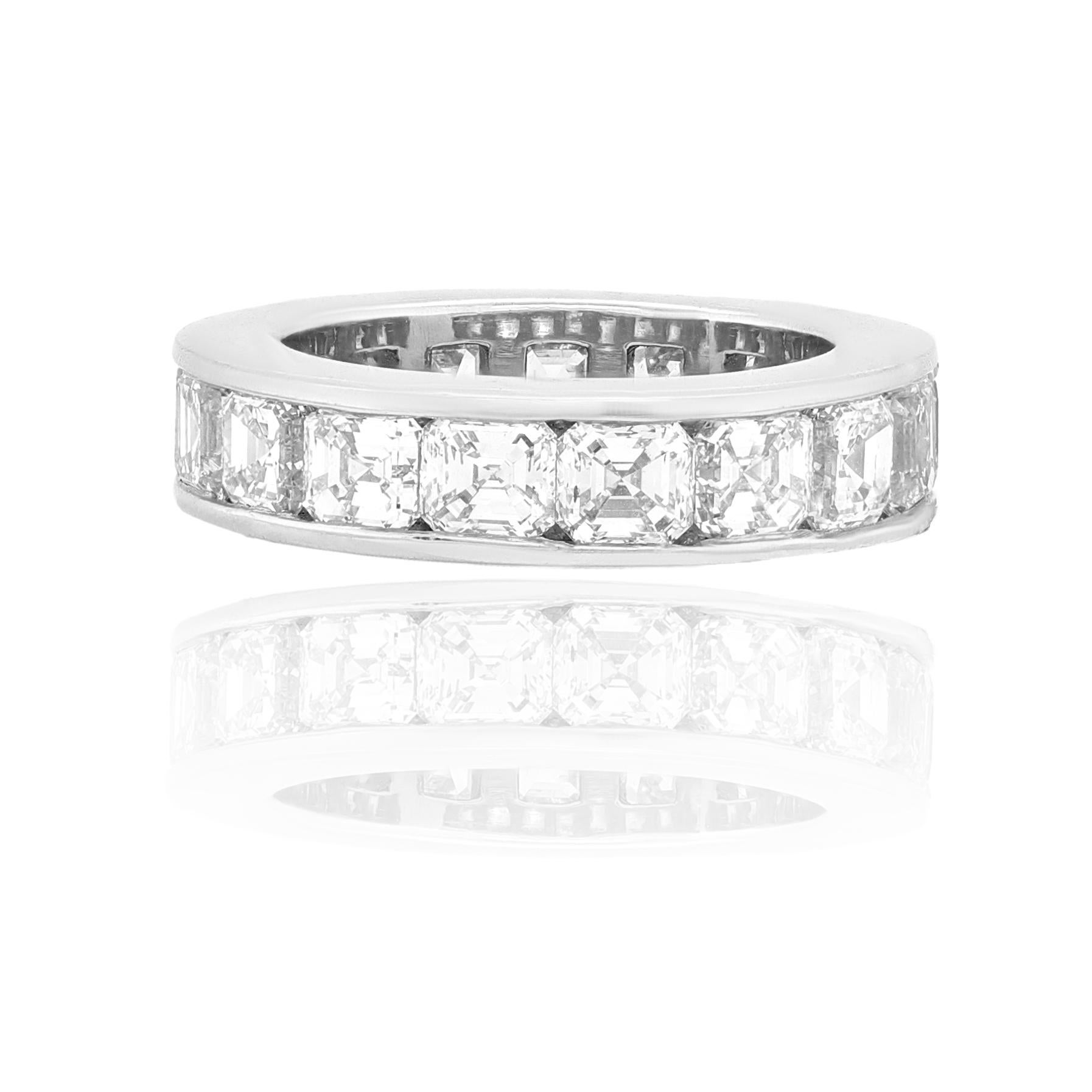 Platinum diamond channel set eternity band all the way around features 7.20ct  of princess cut diamonds 
Diana M. is a leading supplier of top-quality fine jewelry for over 35 years.
Diana M is one-stop shop for all your jewelry shopping, carrying