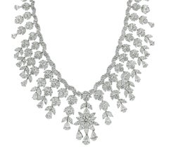 Diana M. Platinum diamond flower necklace containing 92.55 cts of diamonds