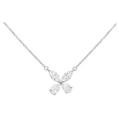 Diana M. Platinum Diamond Pendant with Marquise and Pear 4.06ct GIA Certified 