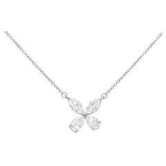 Diana M. Platinum Diamond Pendant with Marquise and Pear 4.06ct GIA Certified