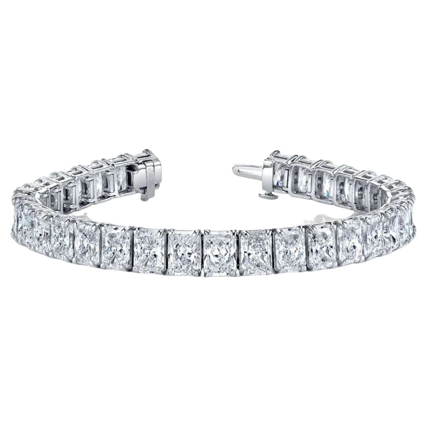 Diana M. Platinum Diamond Bracelet with 32.59cts Radiant Cut Gia Diamonds For Sale