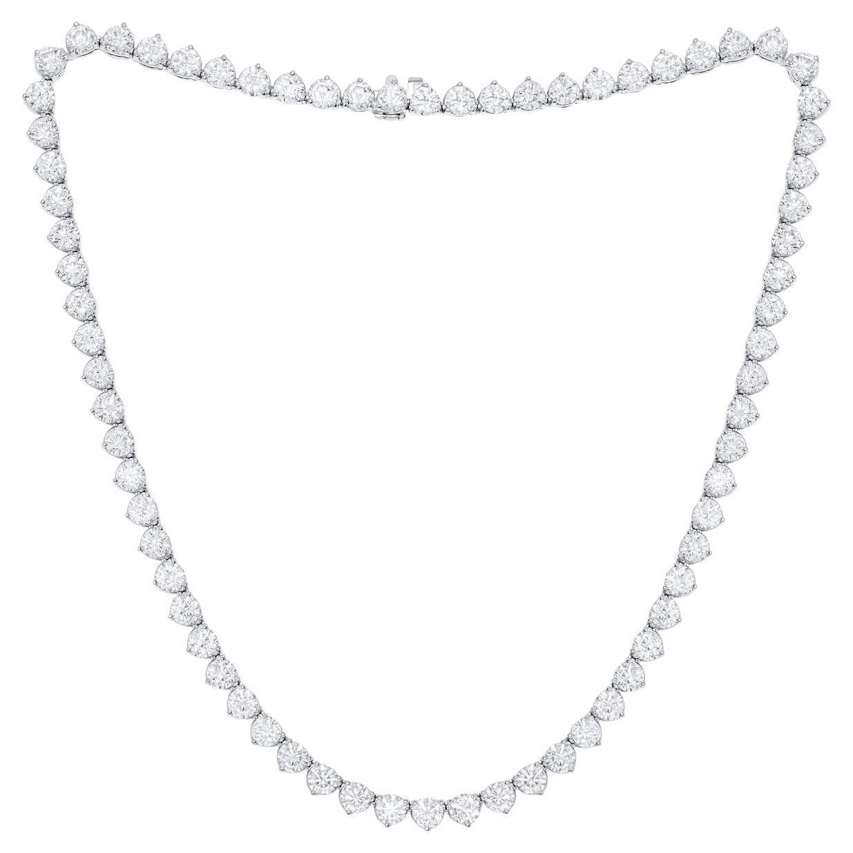 Diana M. Maßgefertigte Platin-, Diamant-Tennis-Halskette mit 36,56 Karat im Angebot