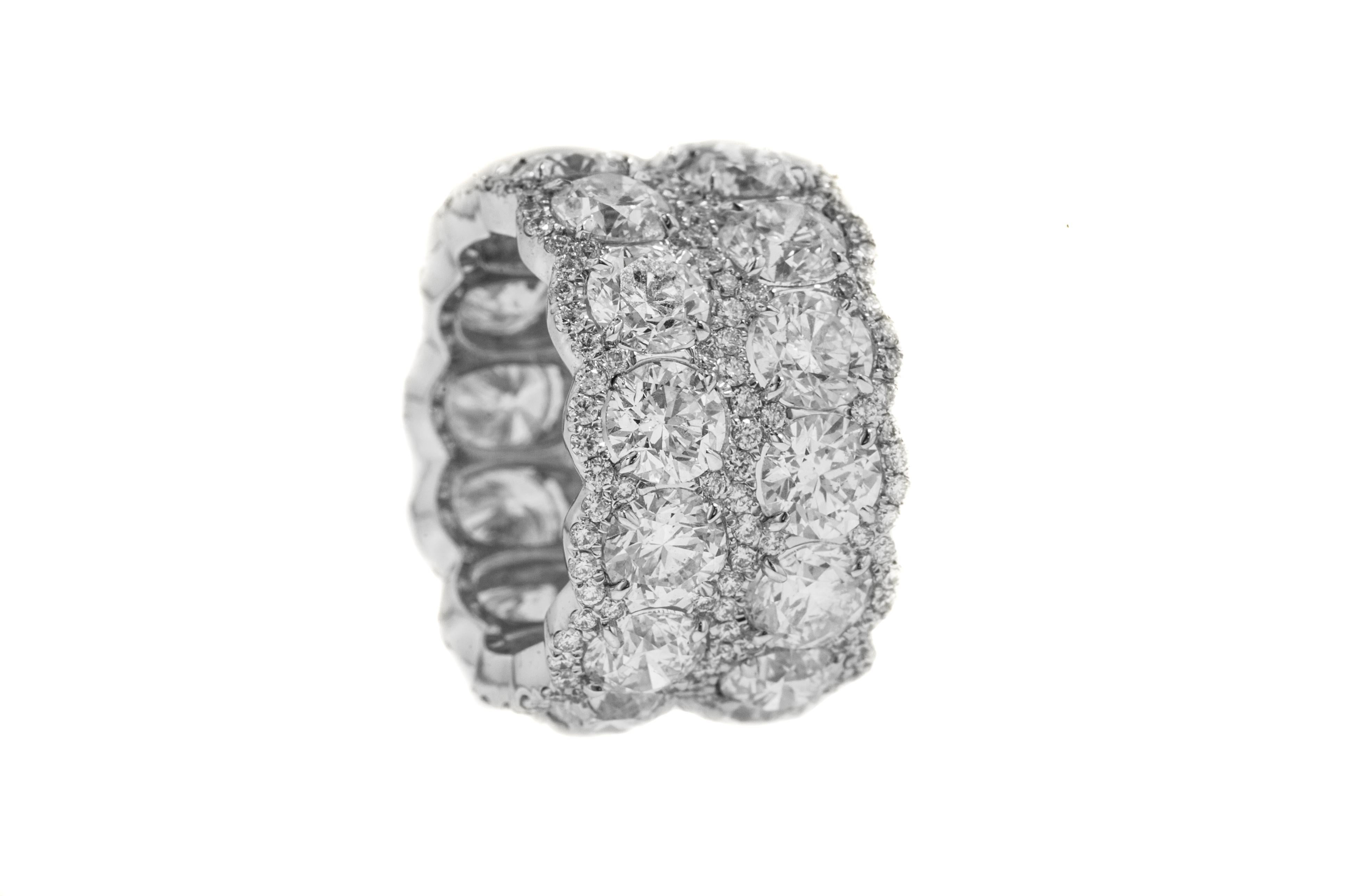 Modern Diana M. PLATINUM DIAMOND TWO ROWS ETERNITY  BAND WITH 13.00CT OF 26 ROUND  For Sale