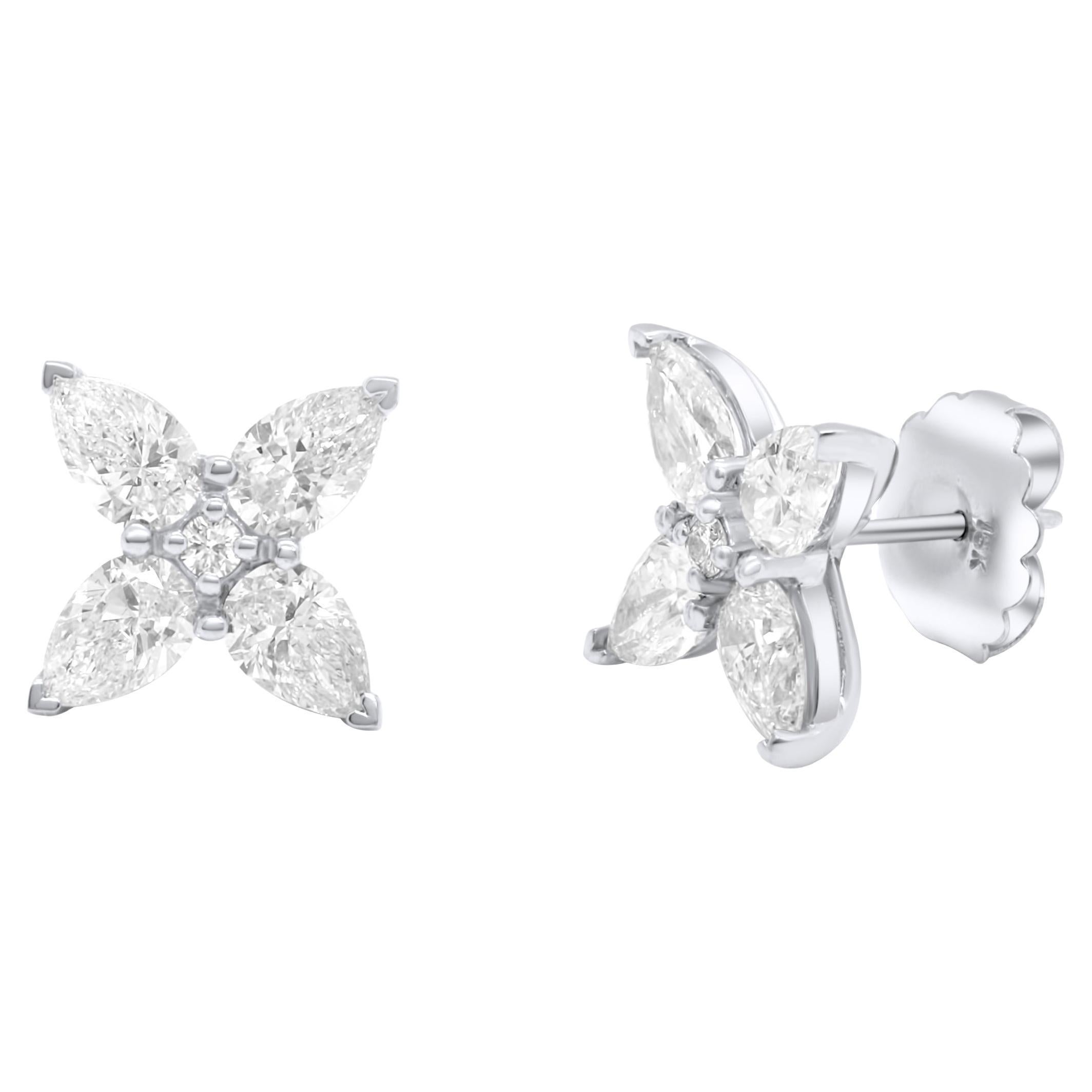 Diana M. PLATINUM EARRING STUDS WITH PEAR SHAPE DIAMONDS 4.09CTS  For Sale
