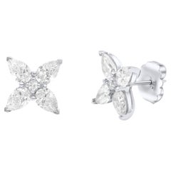 Diana M. PLATINUM EARRING STUDS WITH PEAR SHAPE DIAMONDS 4.09CTS 