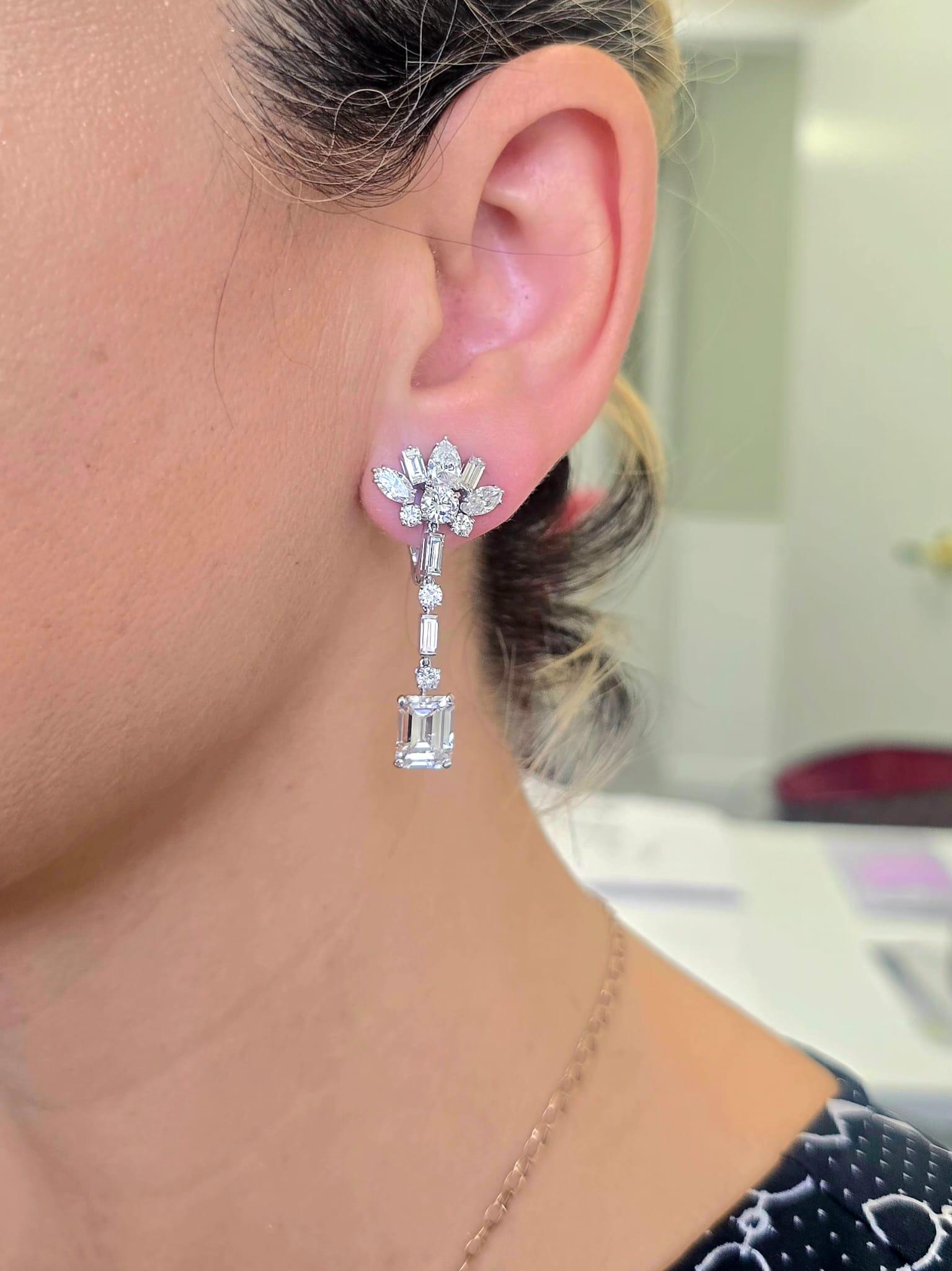 Diana M. PLATIN-OHRRINGE  Set mit GIA DIAMONDS 2.47CT E VVS2 UND 2,63 F IF für Damen oder Herren im Angebot