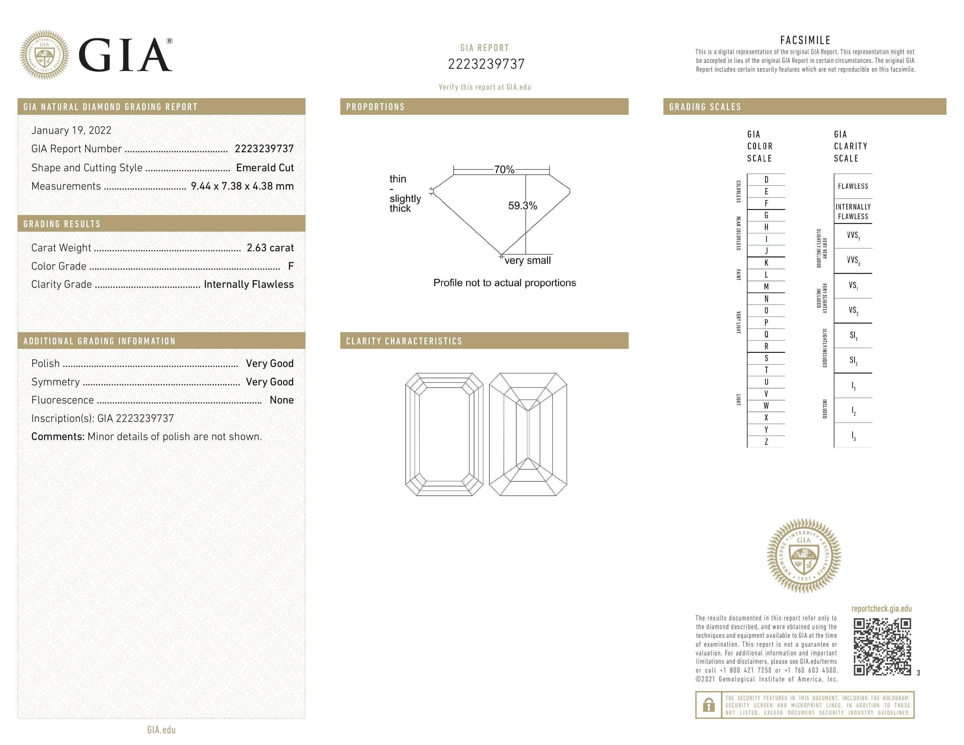Diana M. I. ORECCHINI DI PLATINO  CON DIAMANTI GIA 2,47CT E VVS2 E 2,63 F SE in vendita 2