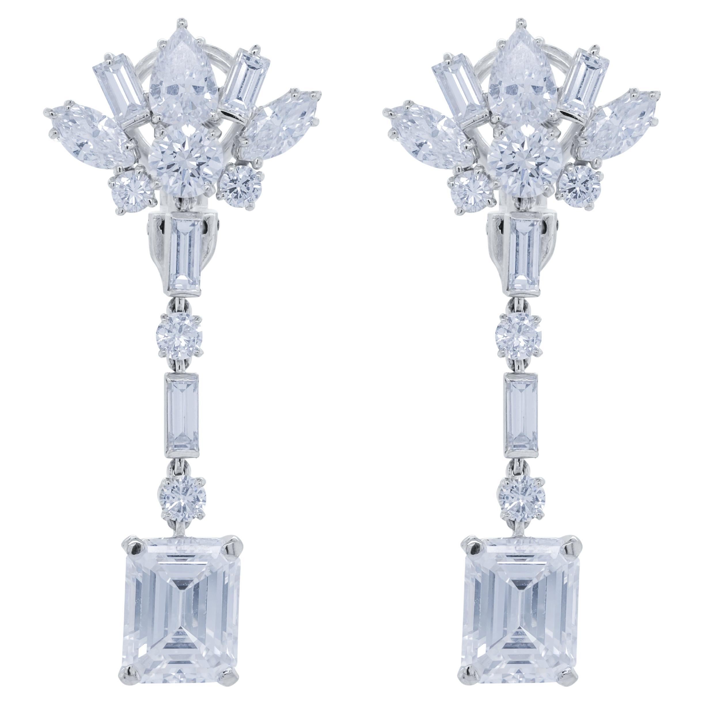 Diana M. PLATINUM EARRINGS  SET WITH GIA DIAMONDS 2.47CT E VVS2 AND 2.63 F IF For Sale