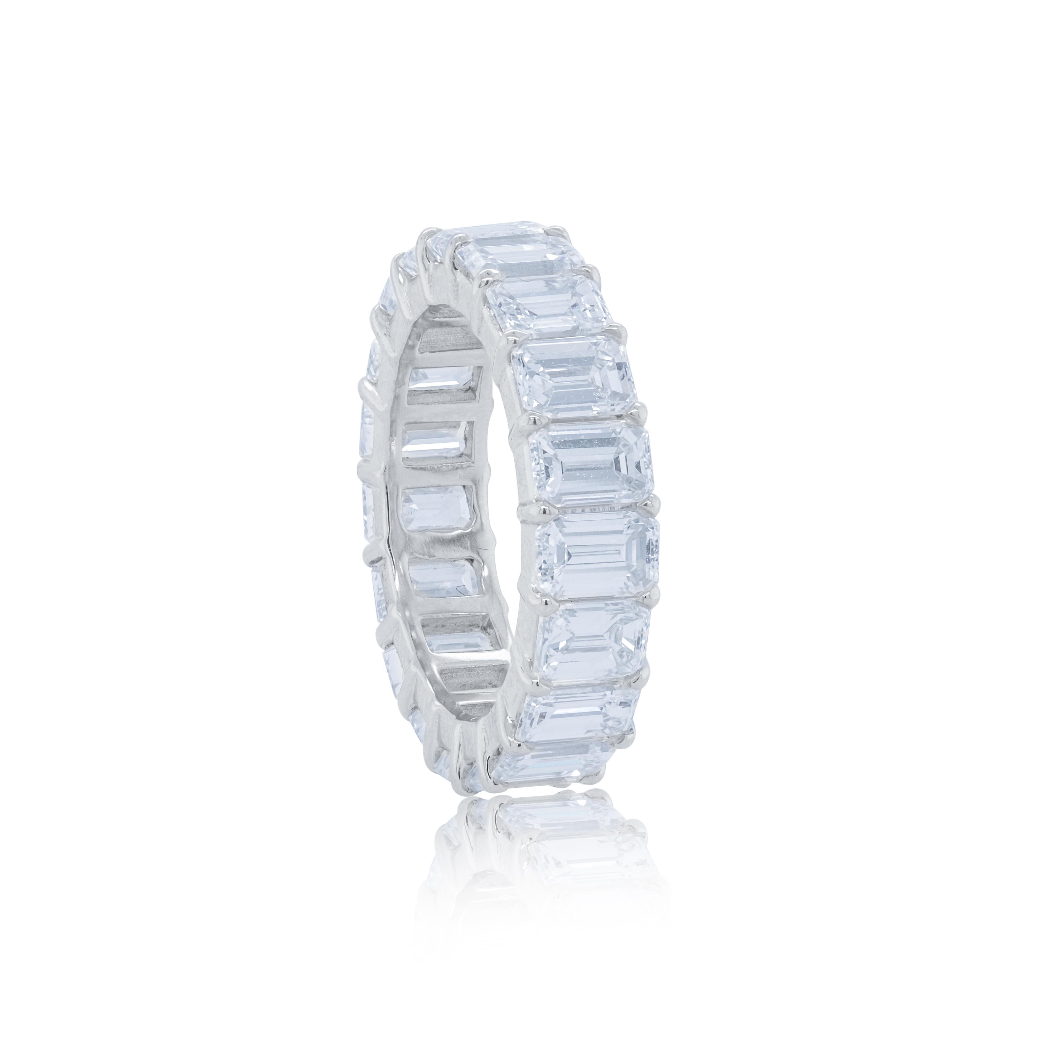 Modern Diana M. Platinum Emerald cut wedding band containing 8.80cts tw of diamonds   For Sale