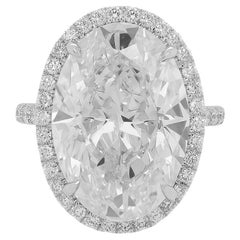 Diana M. Platinum engagement ring featuring a center 11.77 ct GIA (J-Vs2) OVAL