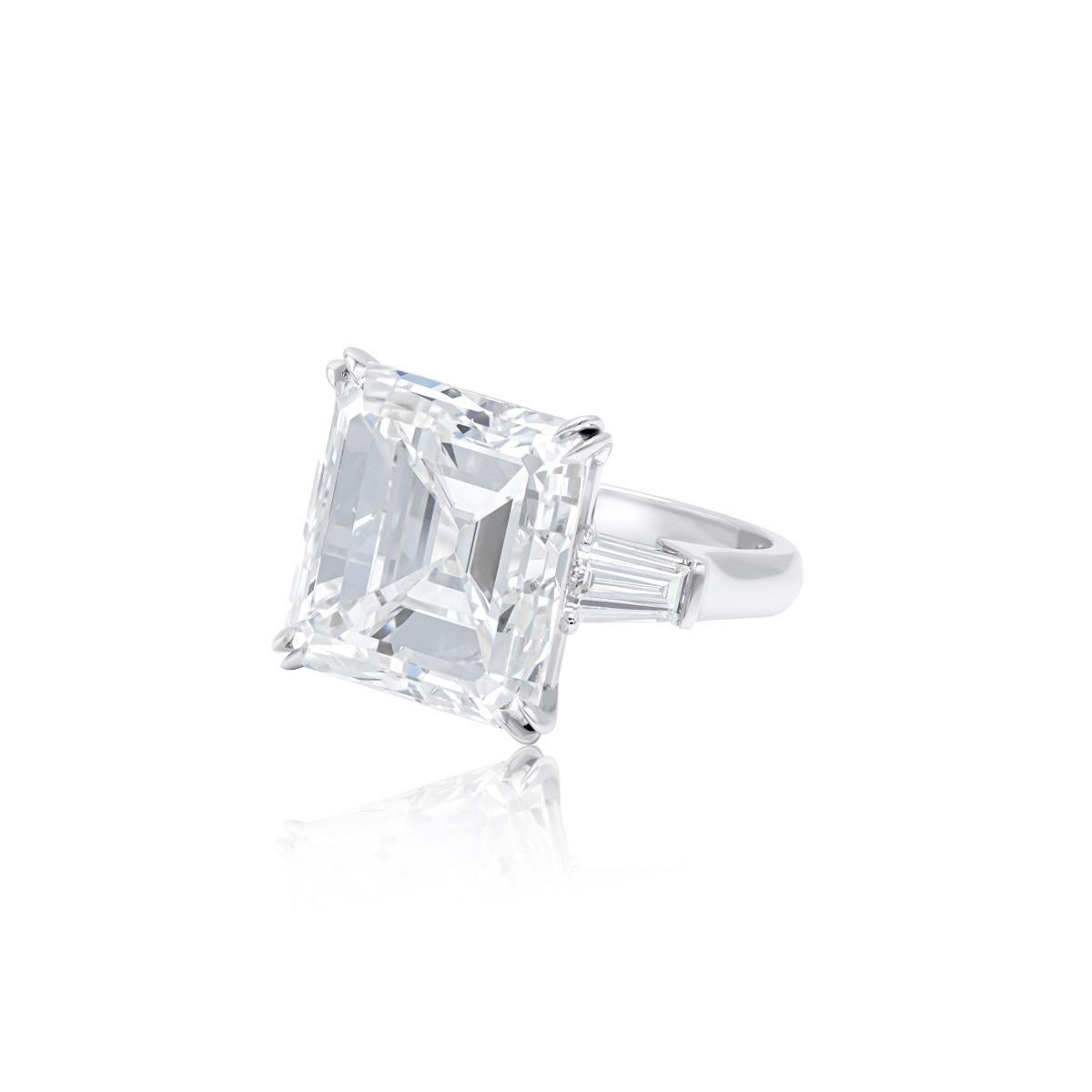 DIANA M. Platinum engagement ring featuring a center 18.01 ct GIA  (H-VS2) In New Condition For Sale In New York, NY