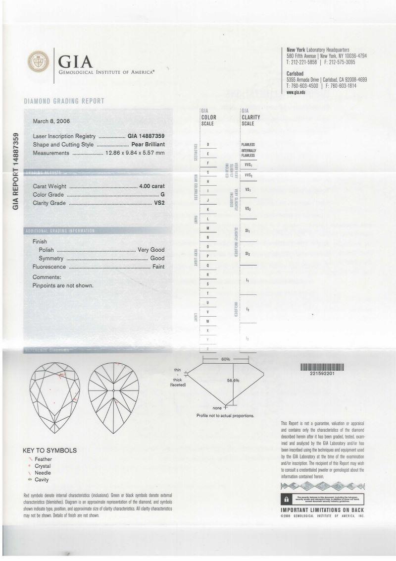 Femenino o masculino Diana M. Anillo de compromiso de platino con un centro de 2,01 ct certificado GIA en venta