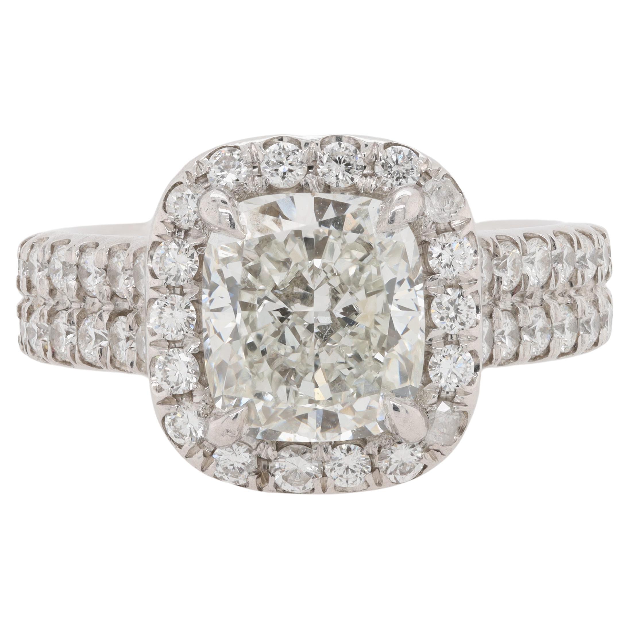 Diana M. Platinum engagement ring featuring a center 2.01 ct GIA certified  For Sale