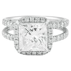 DIANA M. Platinum engagement ring featuring a center 3.00 ct GIA G VS2 PRINCESS