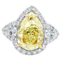 DIANA M. Platinum engagement ring featuring a center 4.18 ct GIA  (FY VS2) PEAR