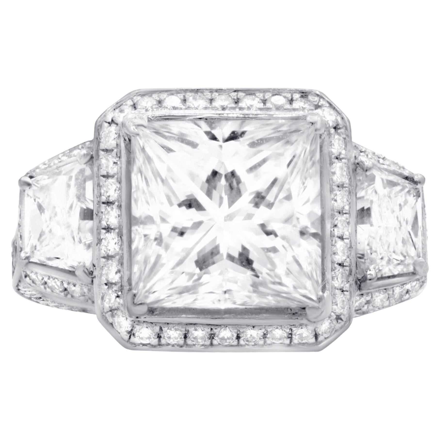 DIANA M. Platinum engagement ring featuring a center (I-VVS1) 3.45 ct princess  For Sale