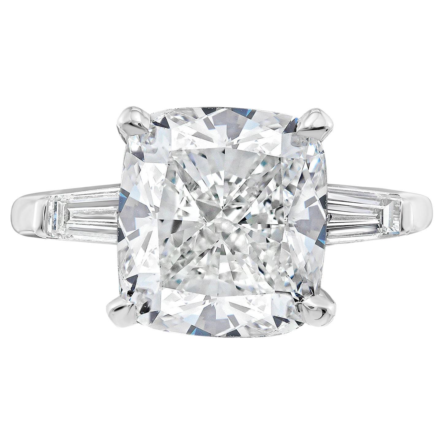 Diana M. Platinum Engagement Ring Featuring A Center (J-SI1) 5.01 ct Cushion Cut