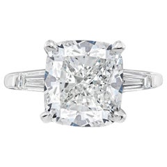 Diana M. Platinum Engagement Ring Featuring A Center (J-SI1) 5.01 ct Cushion Cut