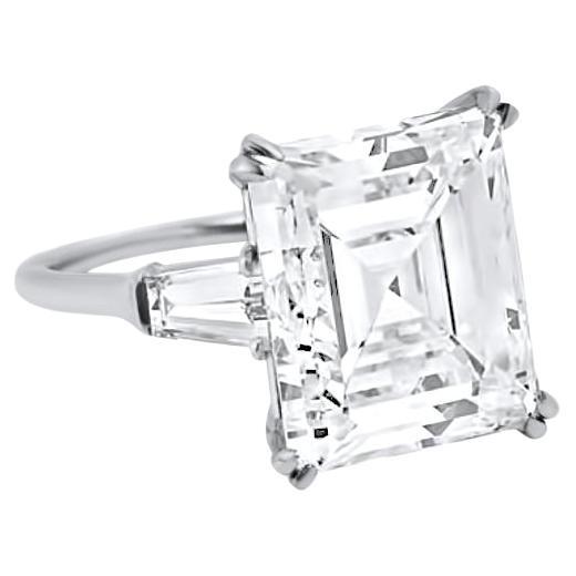 DIANA M Platinum engagement ring featuring a center (J-VVS2) 11.73 ct Diamond For Sale