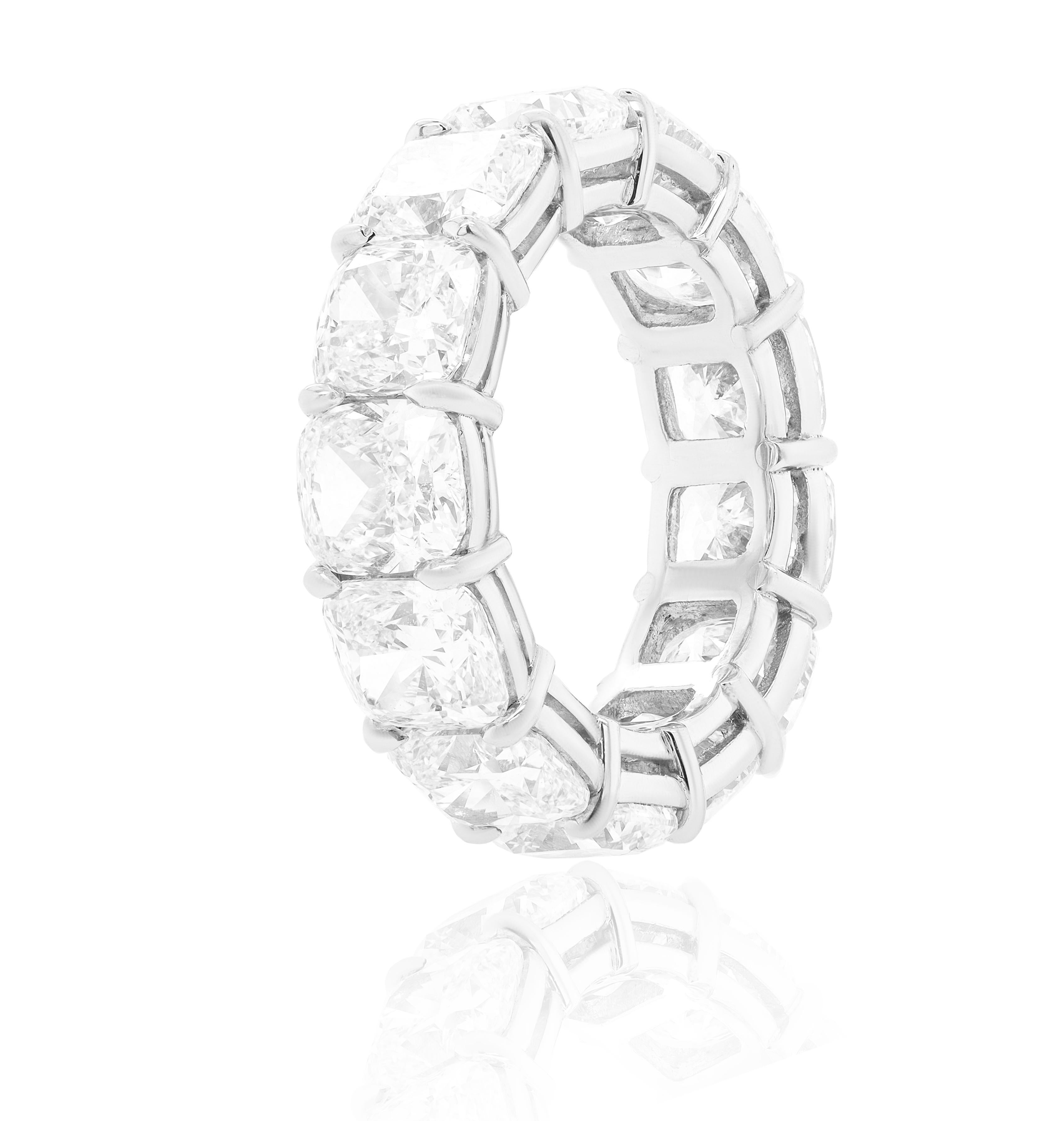 Modern Diana M. Platinum eternity band features 13.12 cts OF cushion cut diamonds FG  For Sale