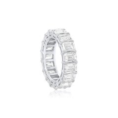 Diana M. Platinum 9.61 Ct Emerald Cut Diamond Eternity Band Ring