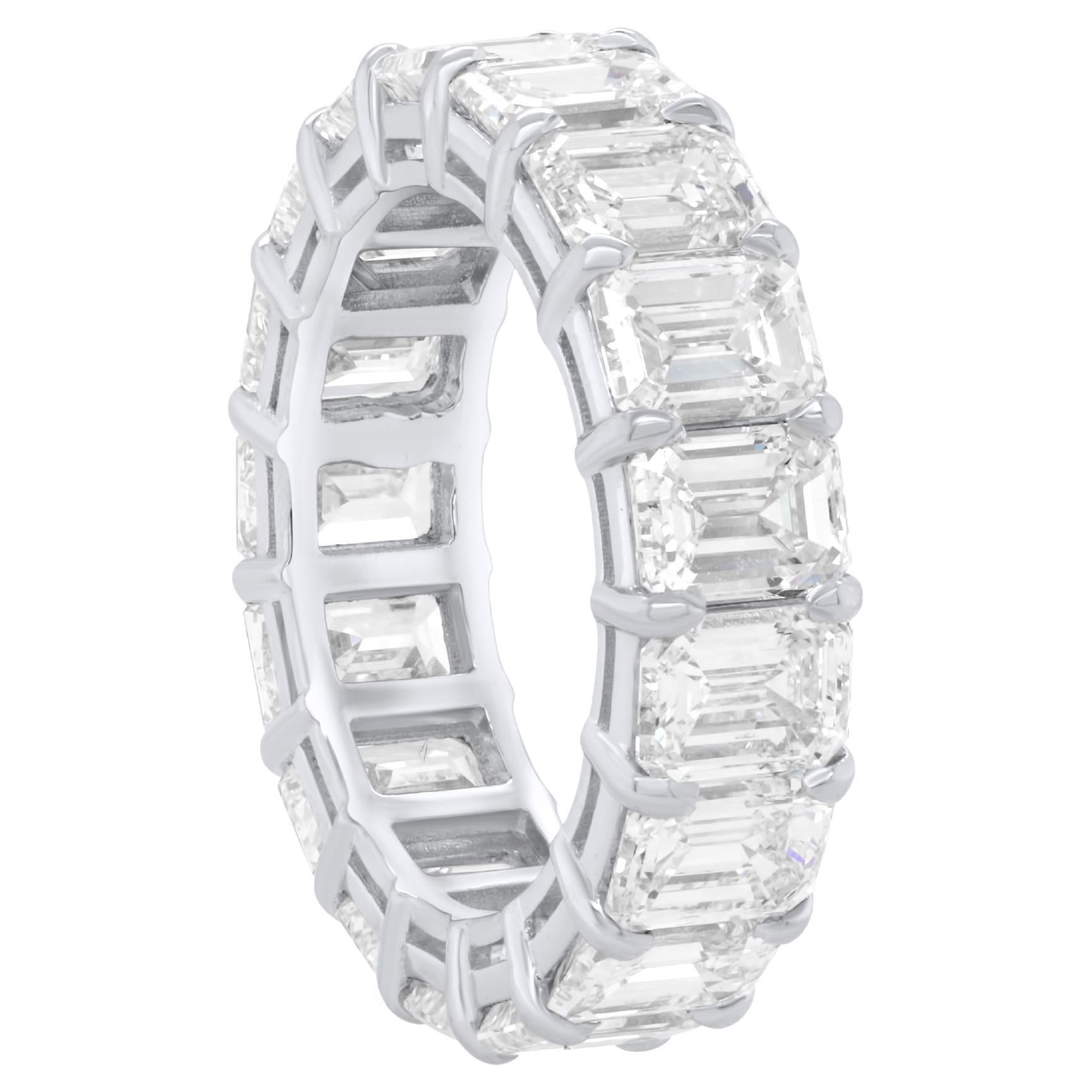 Diana M. PLATINUM ETERNITY BAND WITH 18 EMERALD CUT DIAMONDS  RING, WIEGHING  For Sale