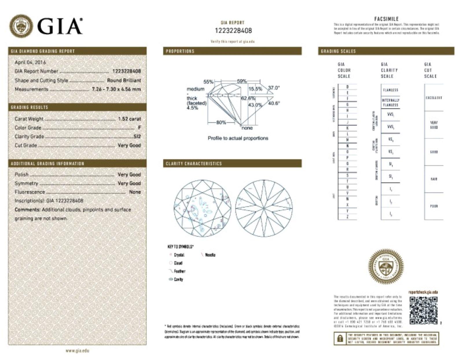 da uomo o donna Anello di fidanzamento con diamante Diana M in platino certificato GIA da 2,32 carati in vendita