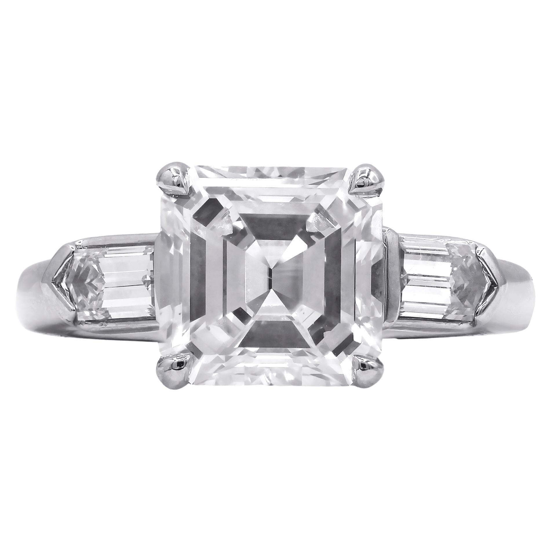 Modern Diana M Platinum GIA Certified 3.56 Cttw Diamond Engagement Ring