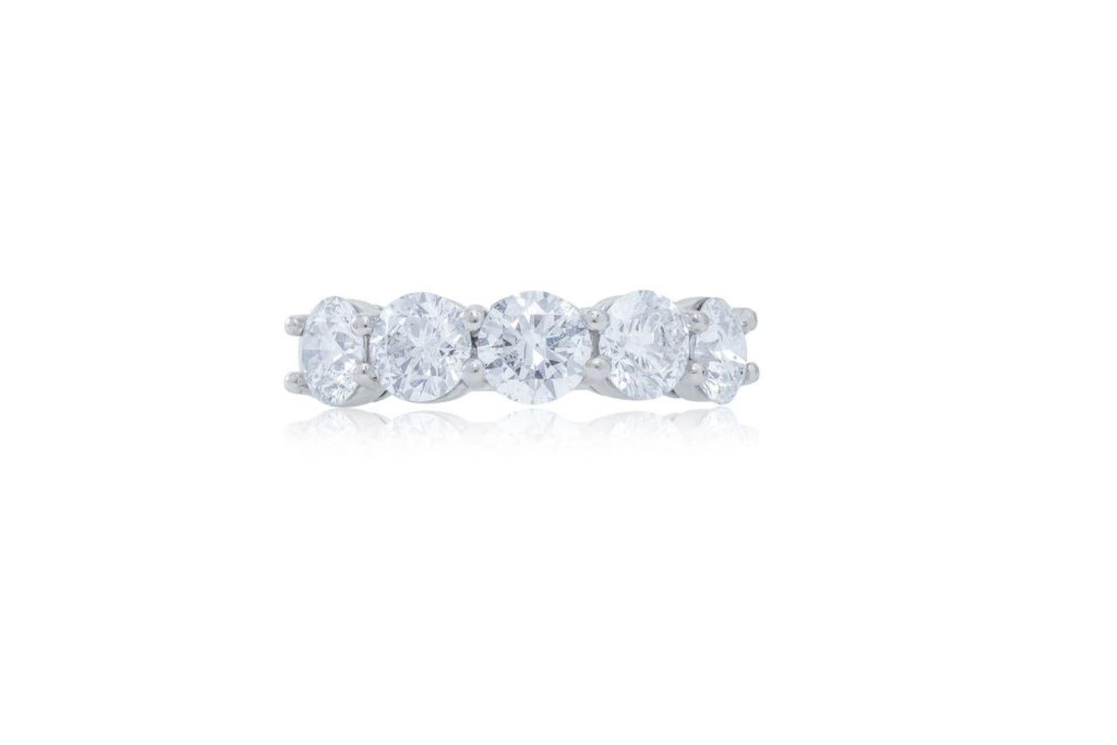 Platinum Half The Way Around Diamond Eternity Band, featuring 2.85 Ct of 5 Round Diamonds.