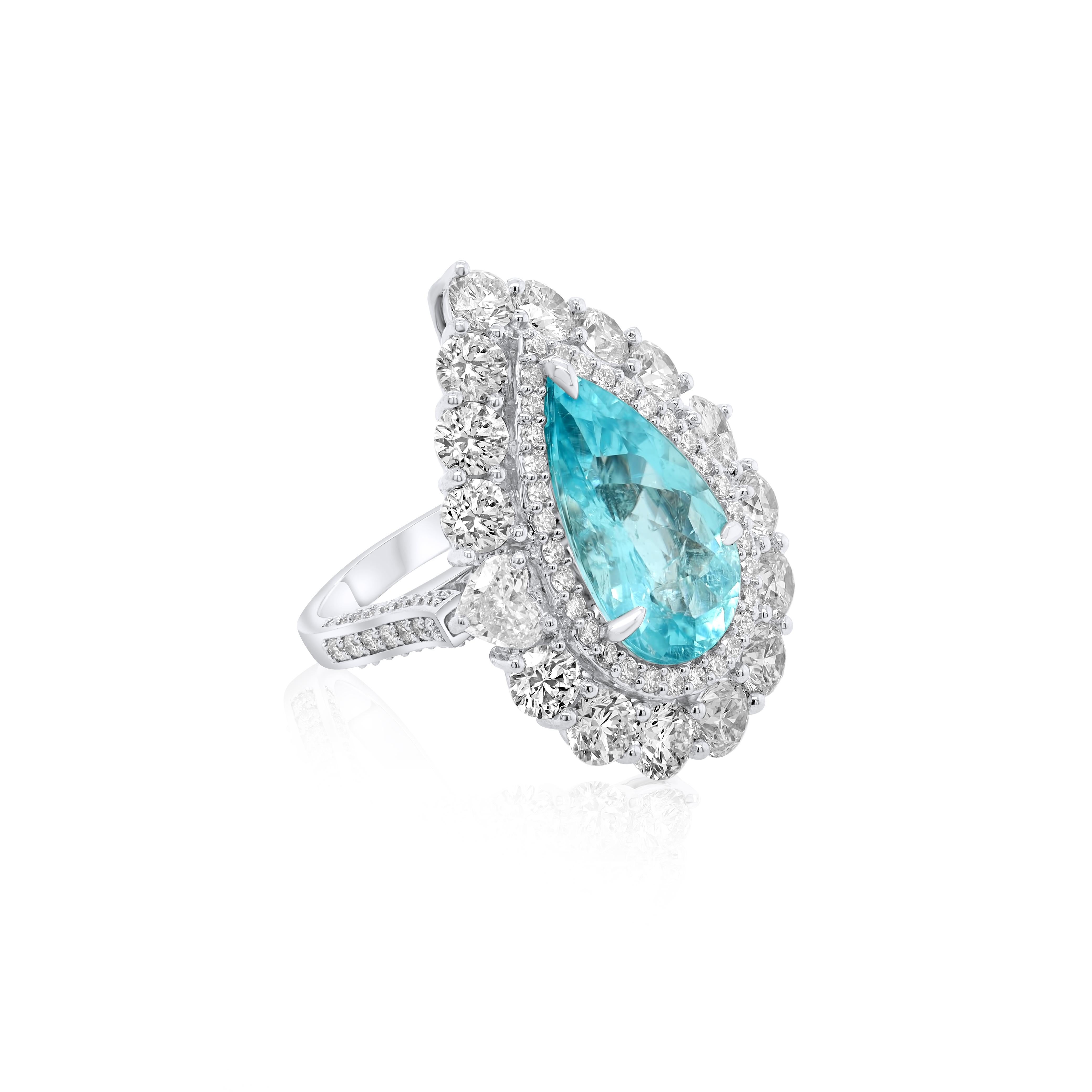 Modern Diana M. Platinum Paraiba pendant and diamond ring (two-in-one) featuring  For Sale