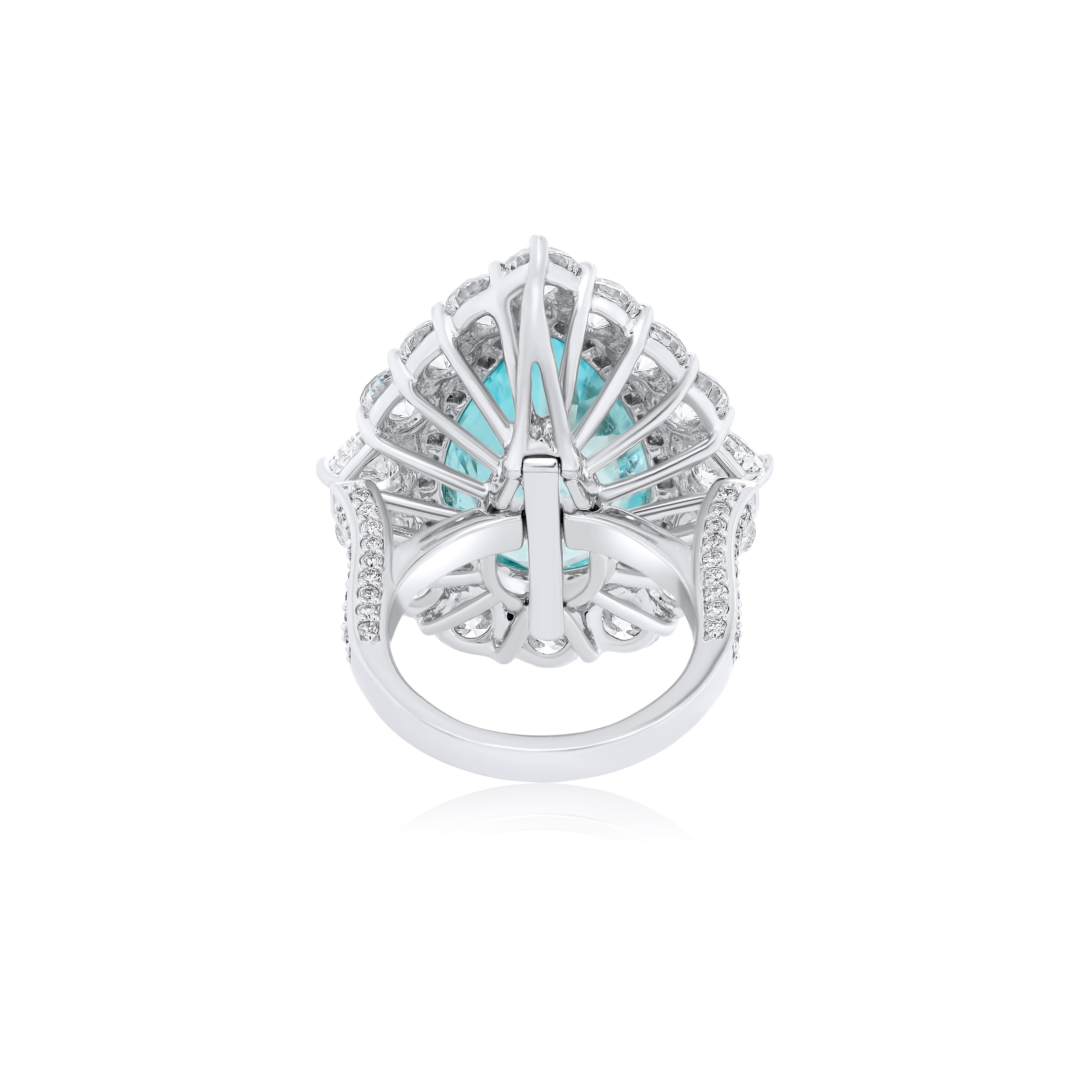 Cushion Cut Diana M. Platinum Paraiba pendant and diamond ring (two-in-one) featuring  For Sale