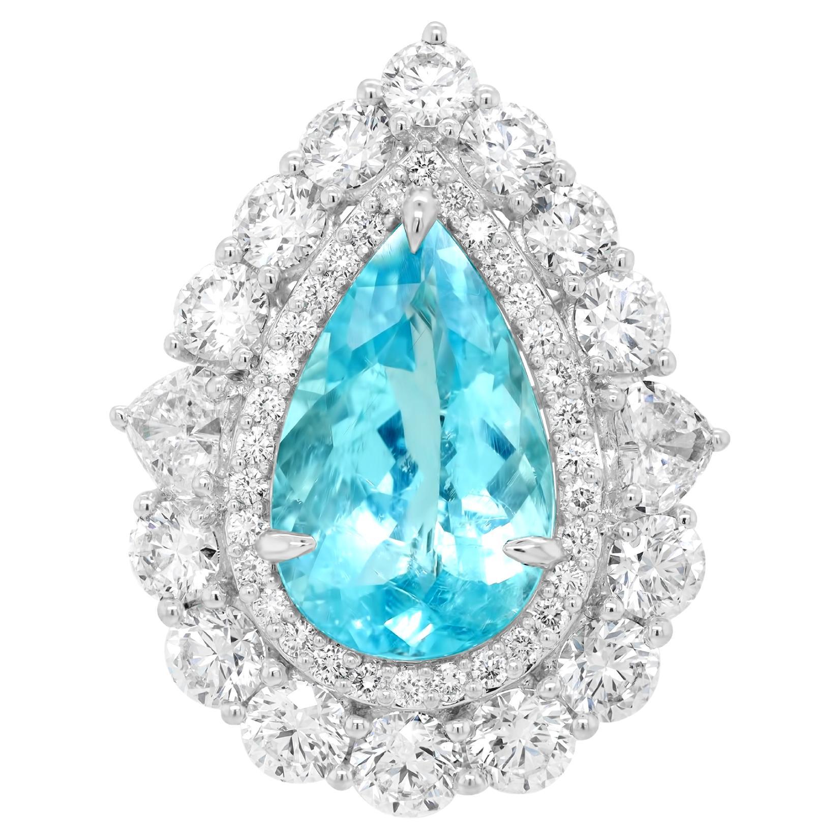 Diana M. Platinum Paraiba pendant and diamond ring (two-in-one) featuring  For Sale