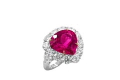 Diana M. Platinum pink tourmaline and diamond ring featuring a 10.22ct pink