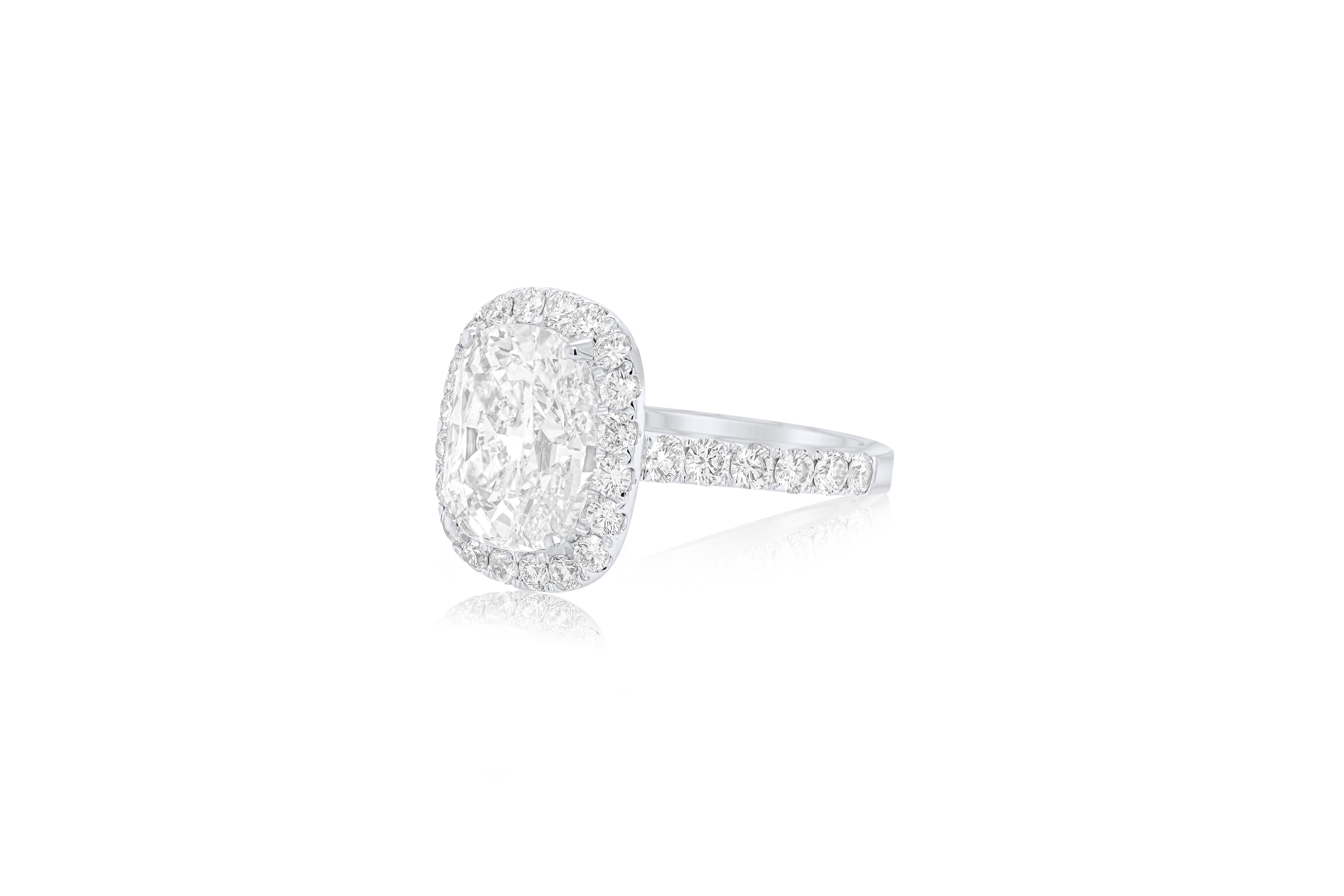 Modern Diana M.Platinum Ring 7.44Cts Cushion Cut GIA Certified F-SI2 Set In Halo Settin For Sale