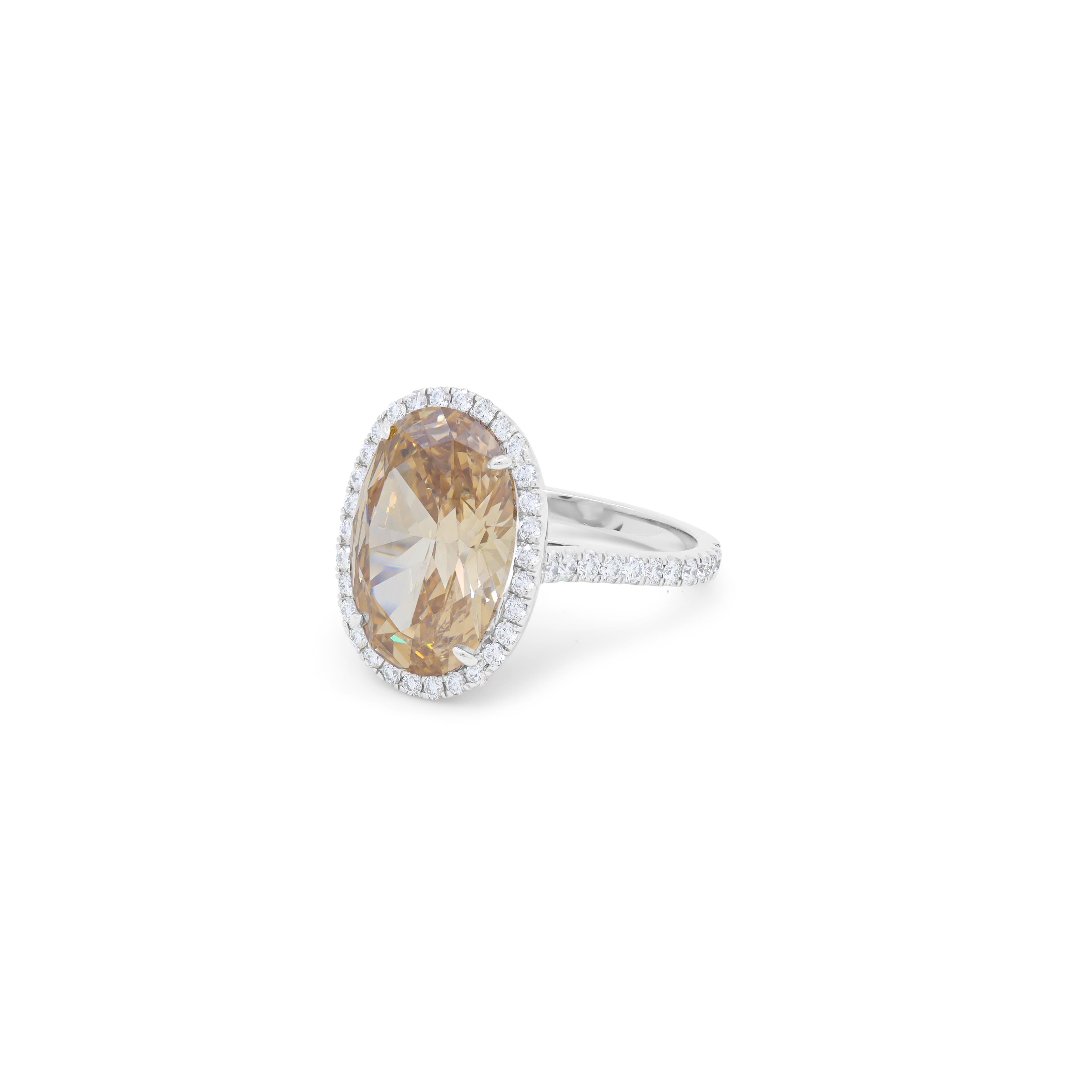 Diana M. Platinum Ring Featuring a center 7.91ct GIA certified Fancy Conac Brown For Sale 1