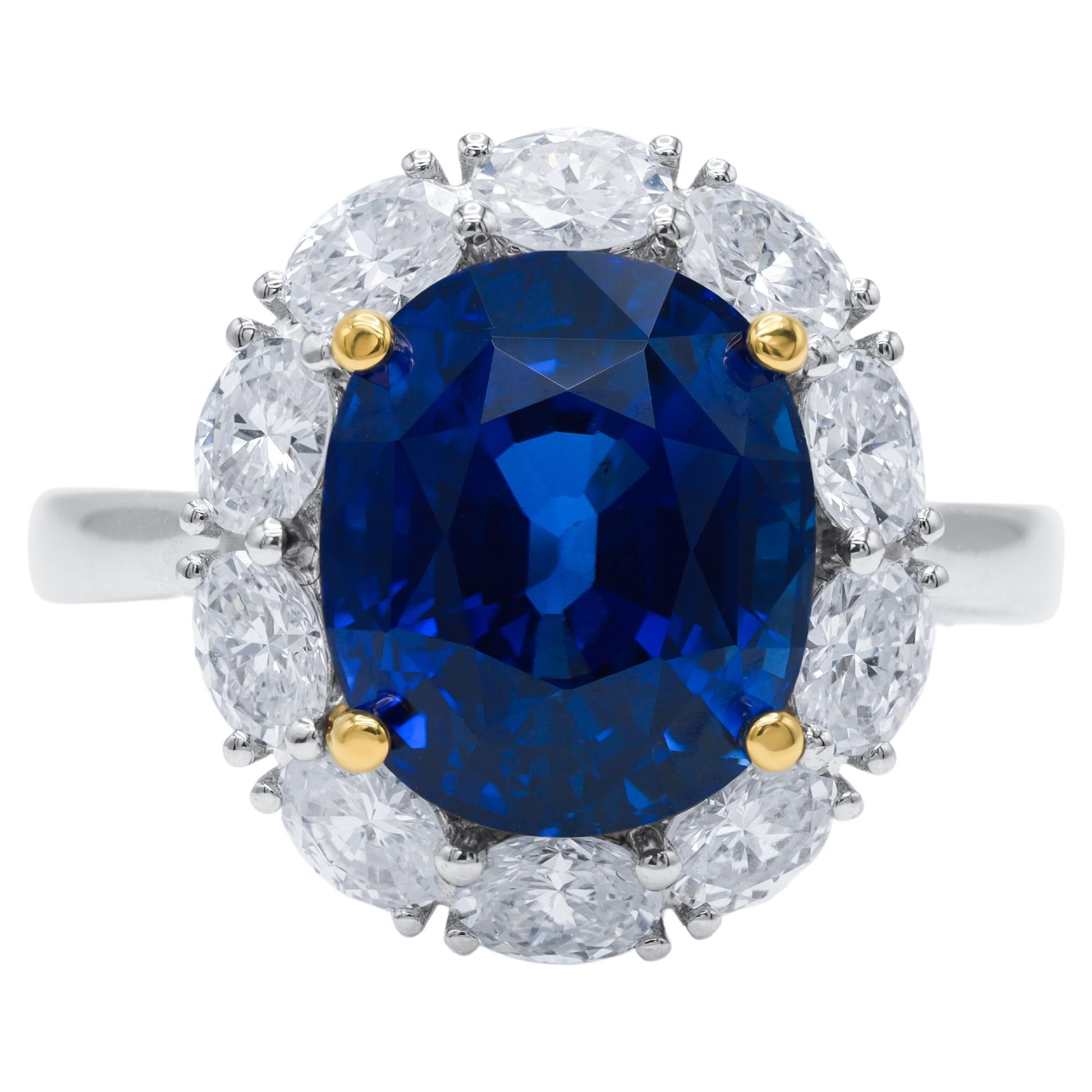 Diana M. Platinum sapphire and diamond Princess Diana ring featuring a 7.94 ct  For Sale