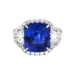 Diana M. Platinum sapphire and diamond ring featuring a 9.11 ct GRS certified