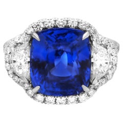 Diana M. Platinum sapphire and diamond ring featuring a 9.11 ct GRS certified 