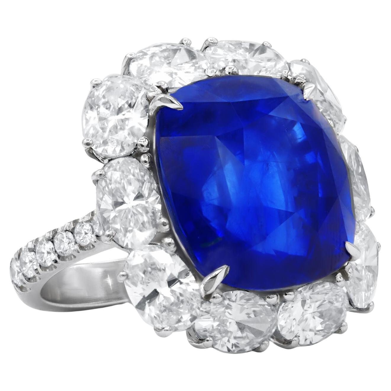 Diana M. Platinum sapphire and diamond ring GRS certified 24.38ct sapphire  For Sale