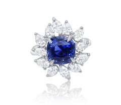 Diana M. Platinum sapphire diamond Princess Diana ring featuring a 6.00 ct