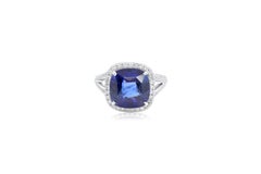 Diana M. Platinum sapphire diamond ring featuring a 6.99 ct Sri Lanka natural