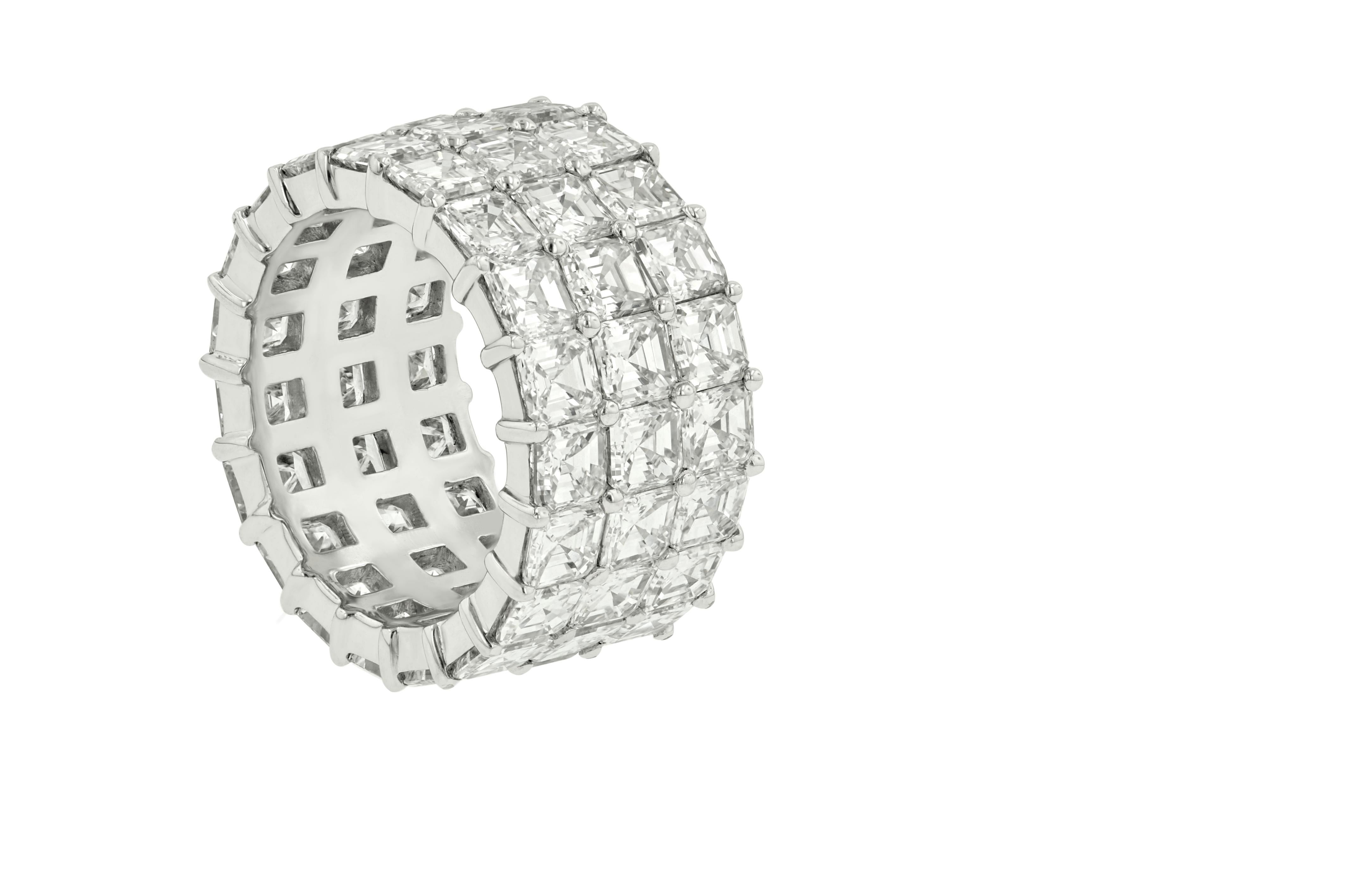 Platinum three rows D,E,F- VVS-VS asscher cut diamond band, feture 14.00ct total weight of assher diamonds.
Diana M. is a leading supplier of top-quality fine jewelry for over 35 years.
Diana M is one-stop shop for all your jewelry shopping,